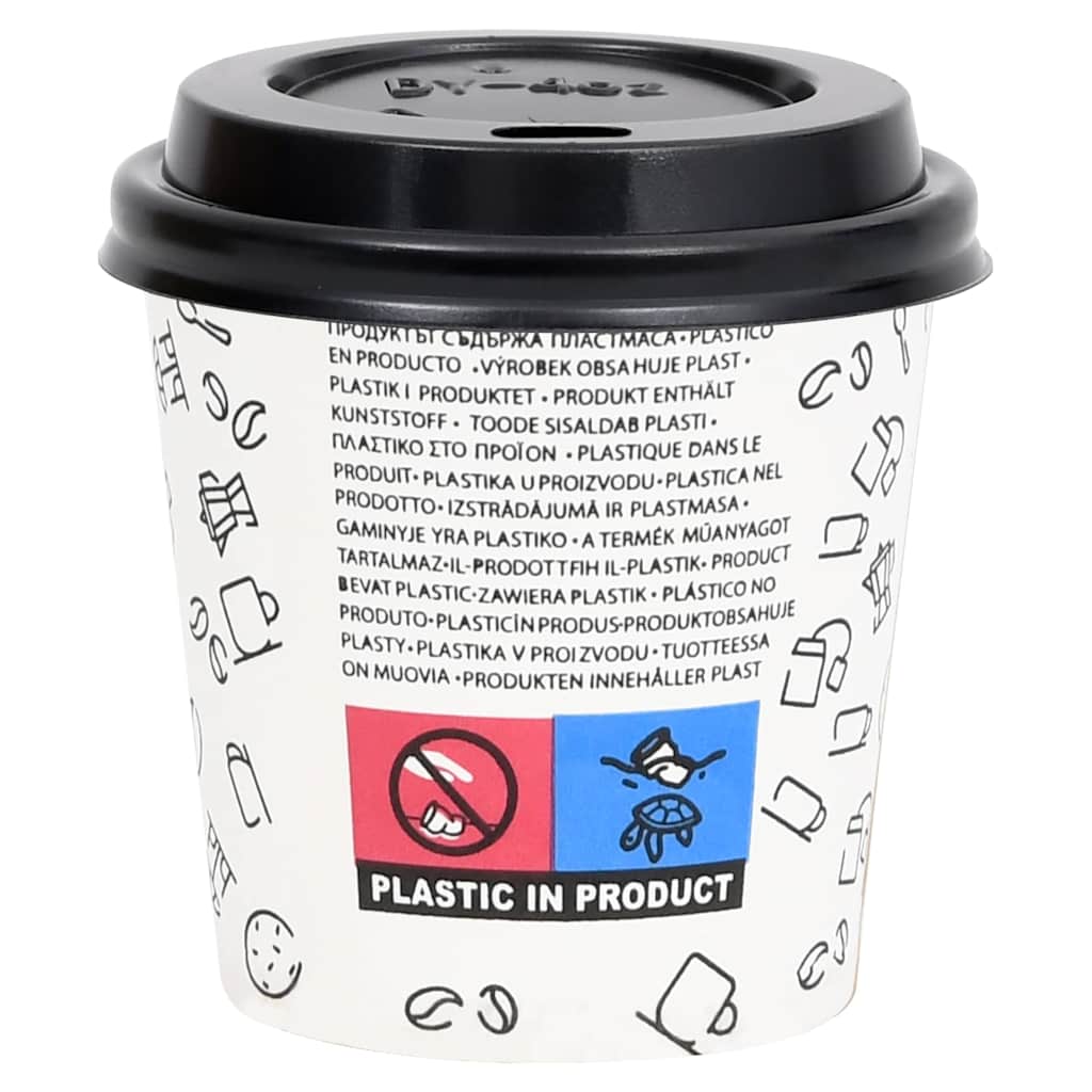 Ποτήρια Καφέ Χάρτινα με Καπάκια 120 ml 1000 Τεμάχια Λευκά/Μαύρα