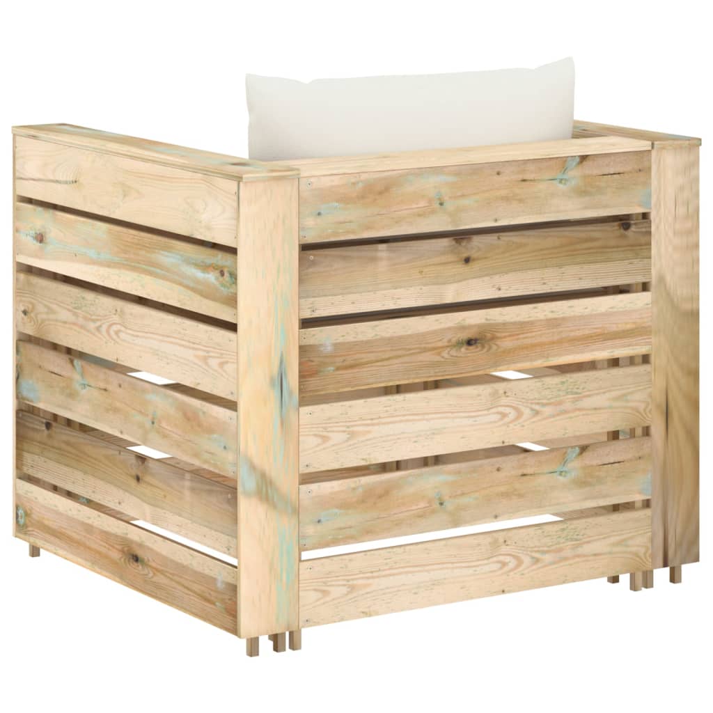 Σαλόνι Κήπου 2 τεμ. από Πράσινο Εμποτισμένο Ξύλο με Μαξιλάρια - PAKOBAZAAR