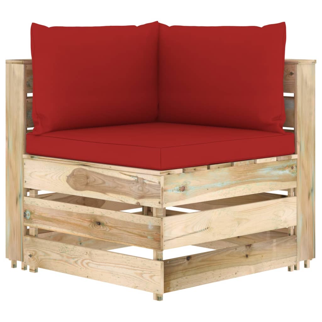 Καναπές Κήπου Τετραθέσιος Πράσινο Εμποτισμένο Ξύλο&Μαξιλάρια