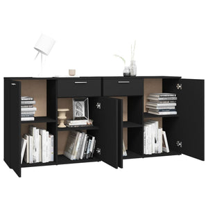 Μπουφές Μαύρος 160 x 36 x 75 εκ. Επεξ. Ξύλο - PAKOBAZAAR