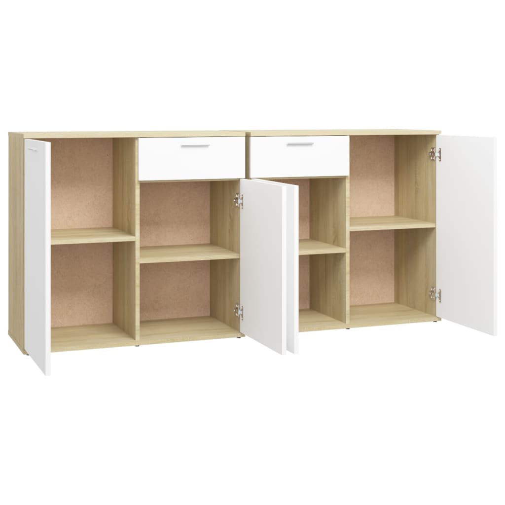 Μπουφές Λευκός/Sonoma Δρυς 160 x 36 x 75 εκ. από Μοριοσανίδα