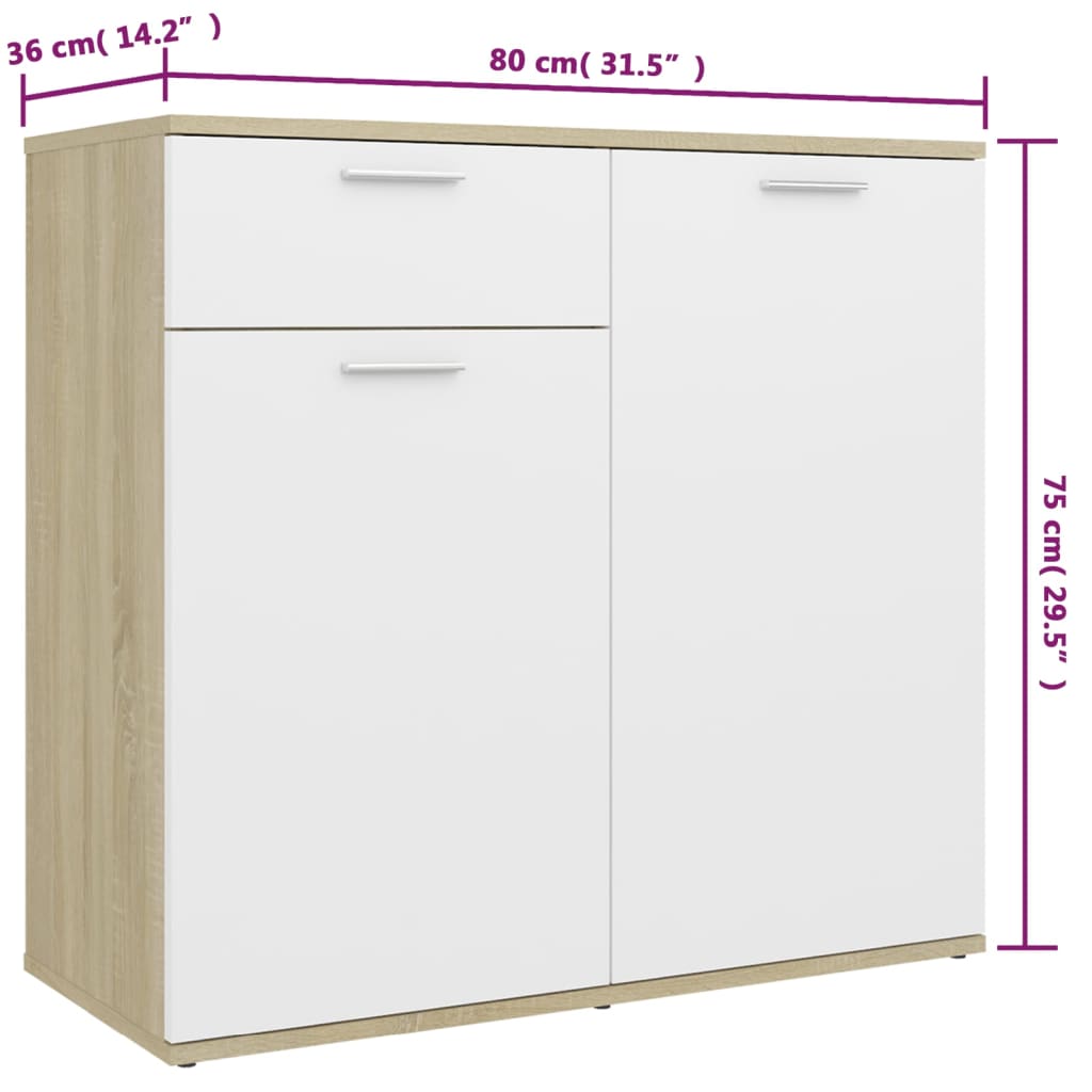 Μπουφές Λευκός/Sonoma Δρυς 160 x 36 x 75 εκ. από Μοριοσανίδα