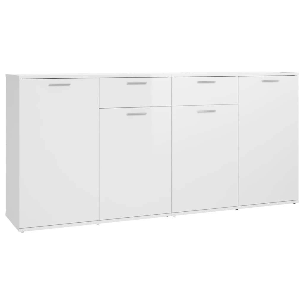 Μπουφές Γυαλιστερό Λευκό 160 x 36 x 75 εκ. από Επεξ. Ξύλο