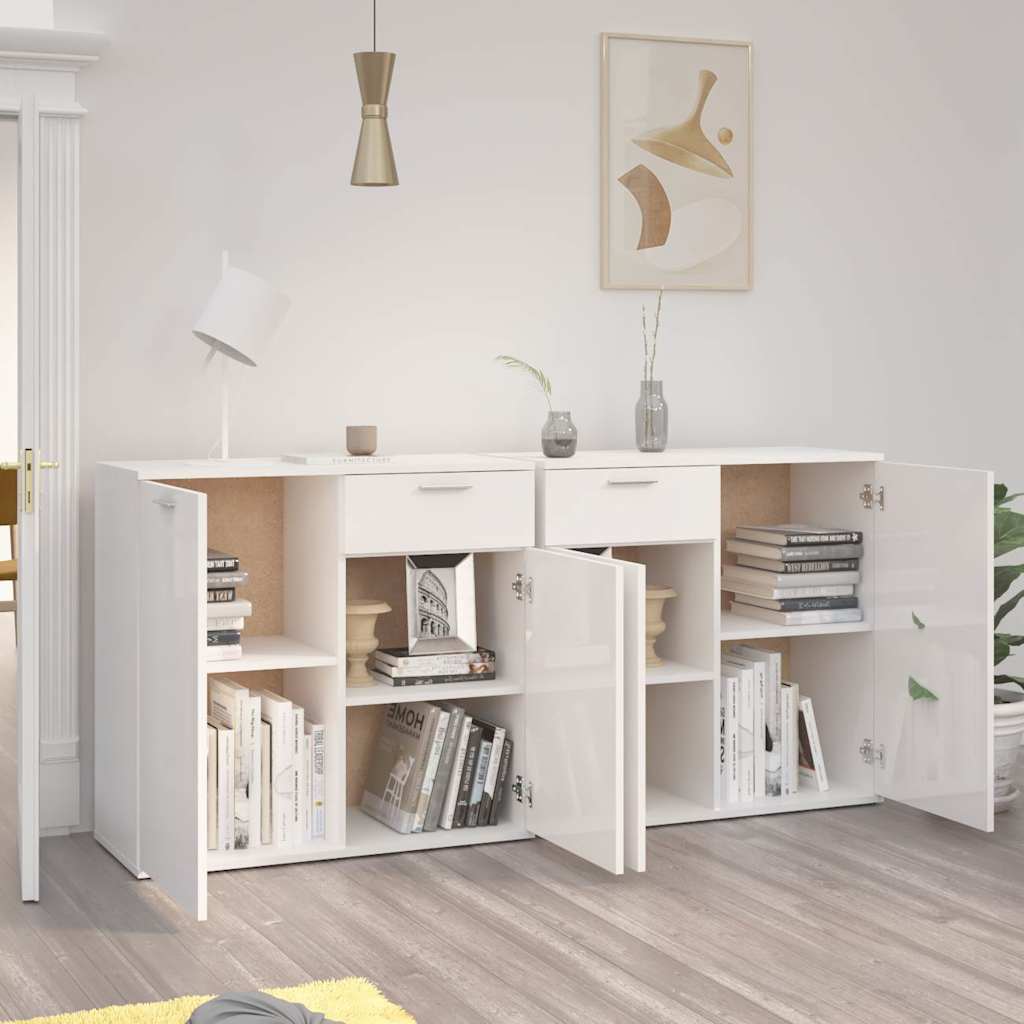 Μπουφές Γυαλιστερό Λευκό 160 x 36 x 75 εκ. από Επεξ. Ξύλο
