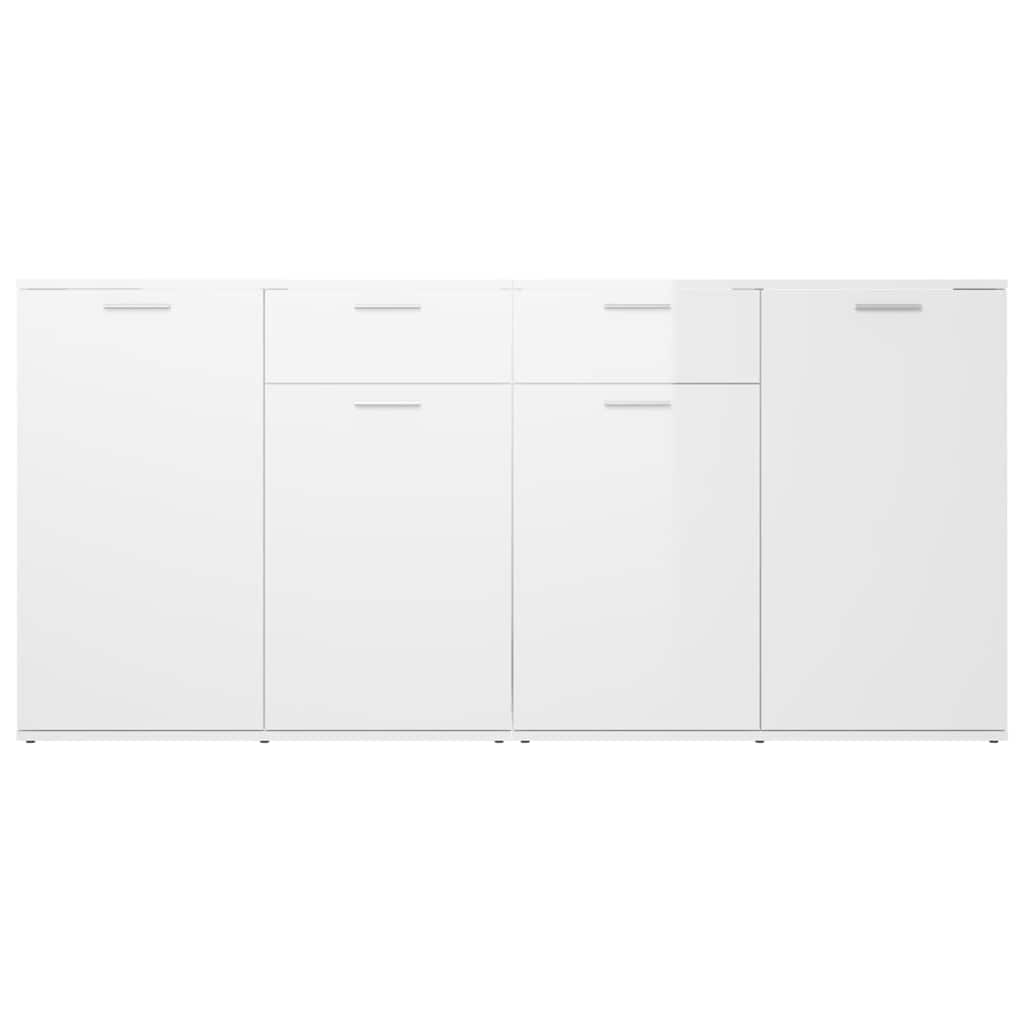 Μπουφές Γυαλιστερό Λευκό 160 x 36 x 75 εκ. από Επεξ. Ξύλο