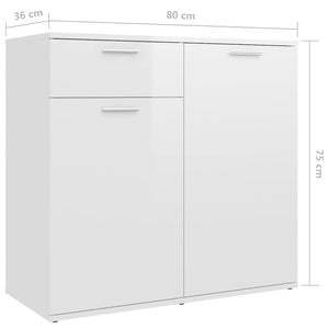 Μπουφές Γυαλιστερό Λευκό 160 x 36 x 75 εκ. από Επεξ. Ξύλο