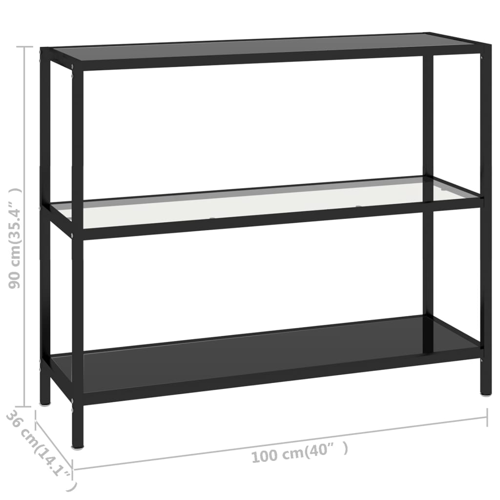 Ράφι Διαφανές και Μαύρο 100 x 36 x 90 εκ. από Ψημένο Γυαλί