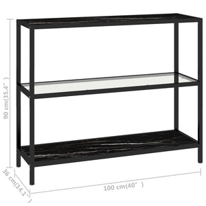 Ράφι Διαφανές και Μαύρο Μάρμαρο 100 x 36 x 90 εκ. Ψημένο Γυαλί