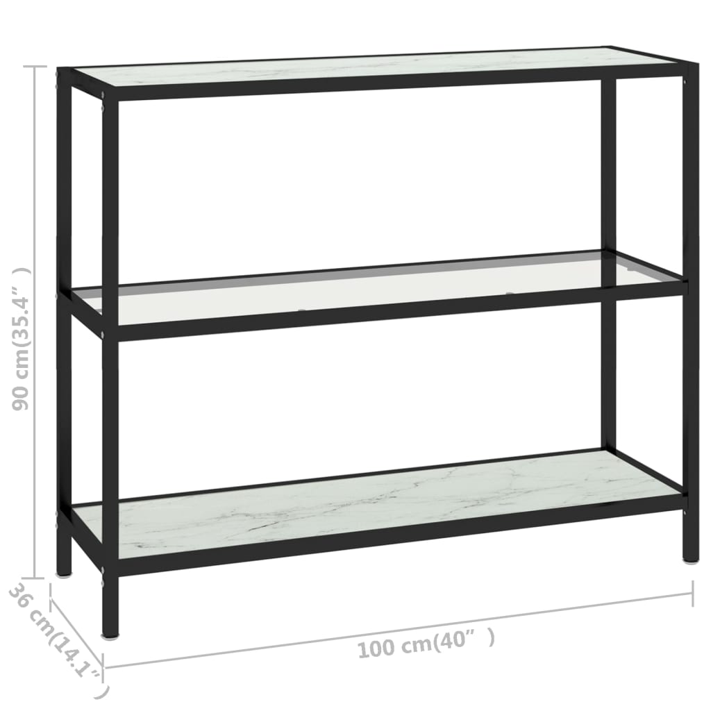 Ράφι Διαφανές και Λευκό Μάρμαρο 100 x 36 x 90 εκ. Ψημένο Γυαλί