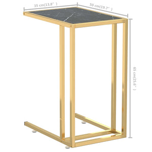 Τραπέζι Υπολογ. Βοηθ. Μαύρο Όψη Μαρμάρου 50x35x65εκ. Ψημ. Γυαλί