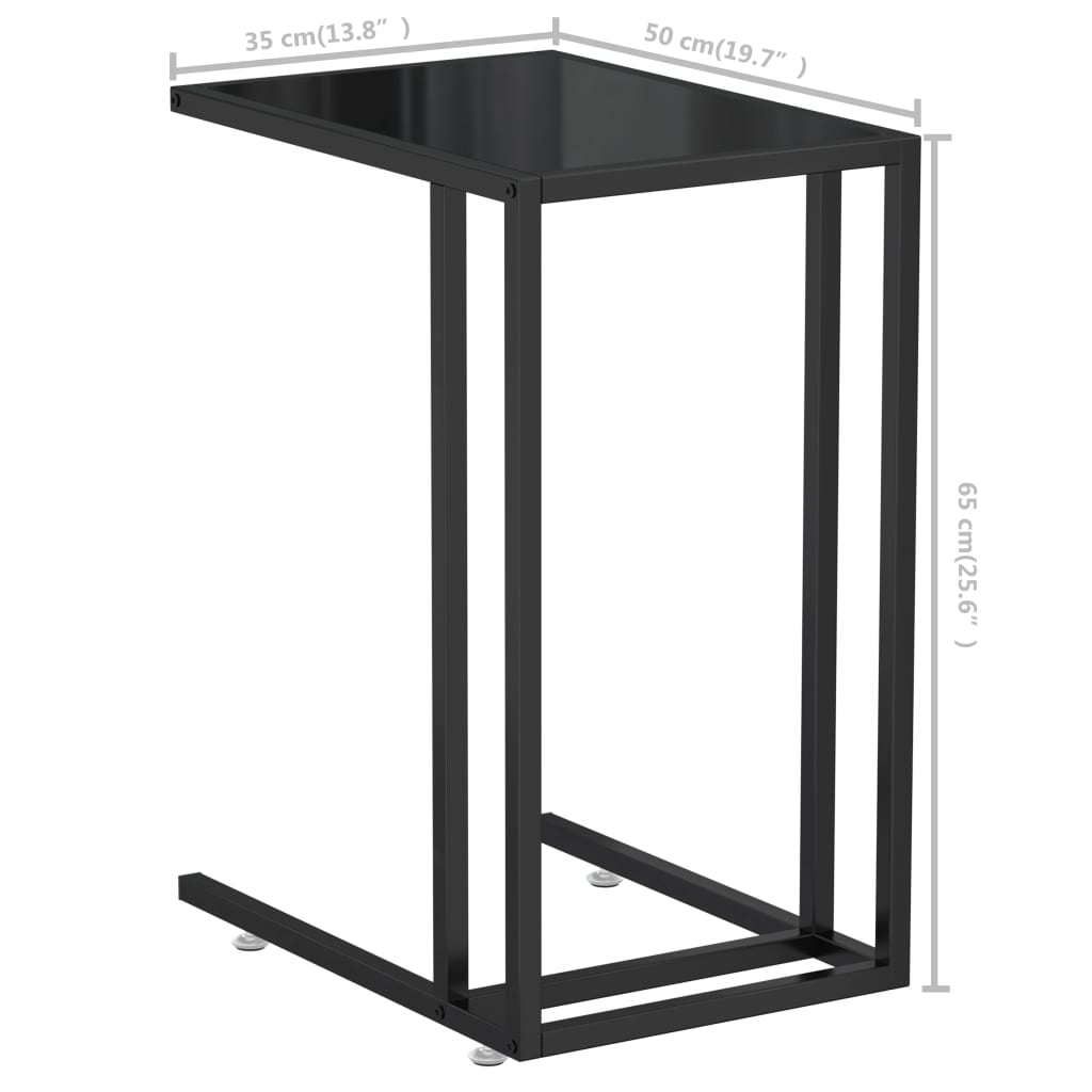 Τραπέζι Υπολογιστή Βοηθητικό Μαύρο 50x35x65 εκ. Ψημένο Γυαλί