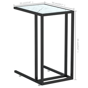 Τραπέζι Υπολογ. Βοηθ. Λευκό Οψη Μαρμάρου 50x35x65εκ. Ψημ. Γυαλί