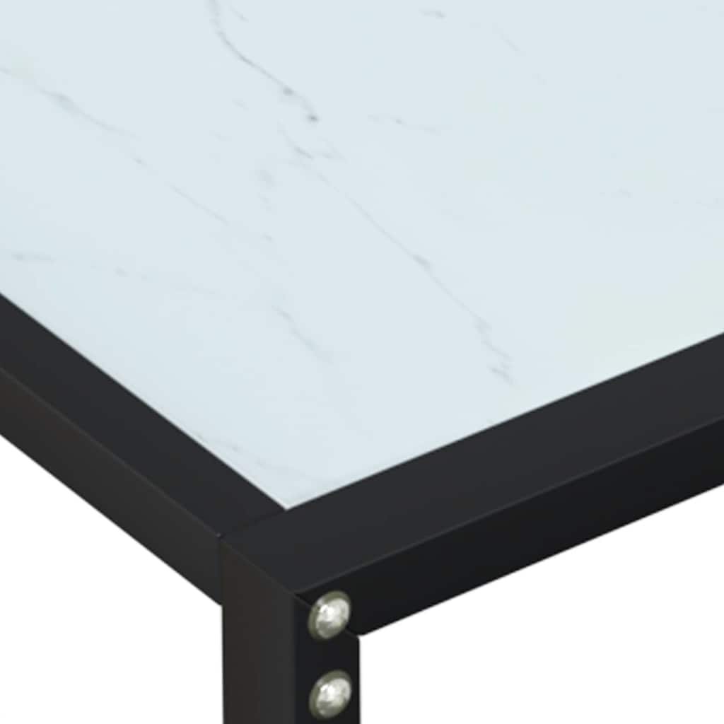 Τραπέζι Κονσόλα Λευκό Όψη Μαρμάρου 140x35x75,5 εκ. Ψημένο Γυαλί