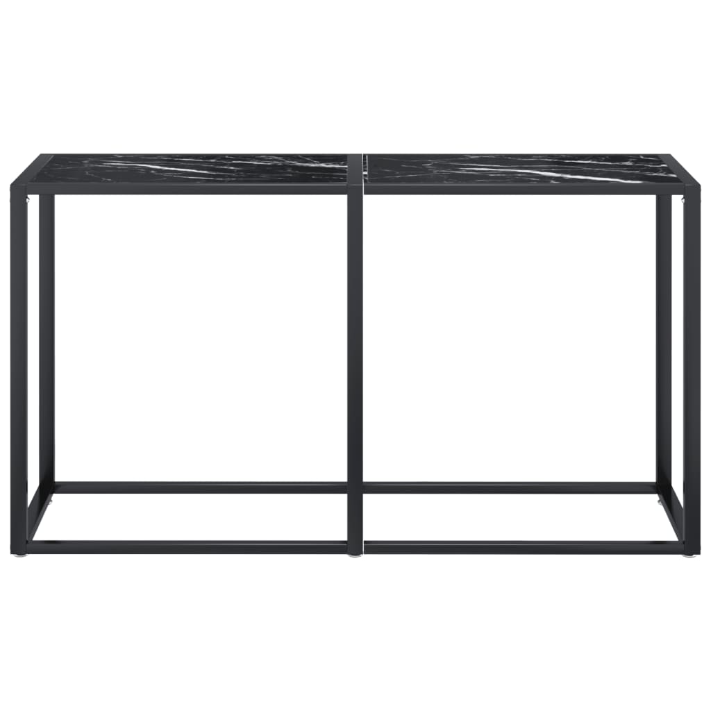 Τραπέζι Κονσόλα Μαύρο Όψη Μαρμάρου 140x35x75,5 εκ. Ψημένο Γυαλί