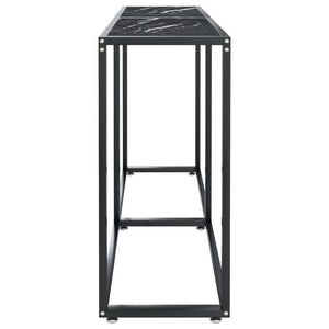 Τραπέζι Κονσόλα Μαύρο Όψη Μαρμάρου 140x35x75,5 εκ. Ψημένο Γυαλί