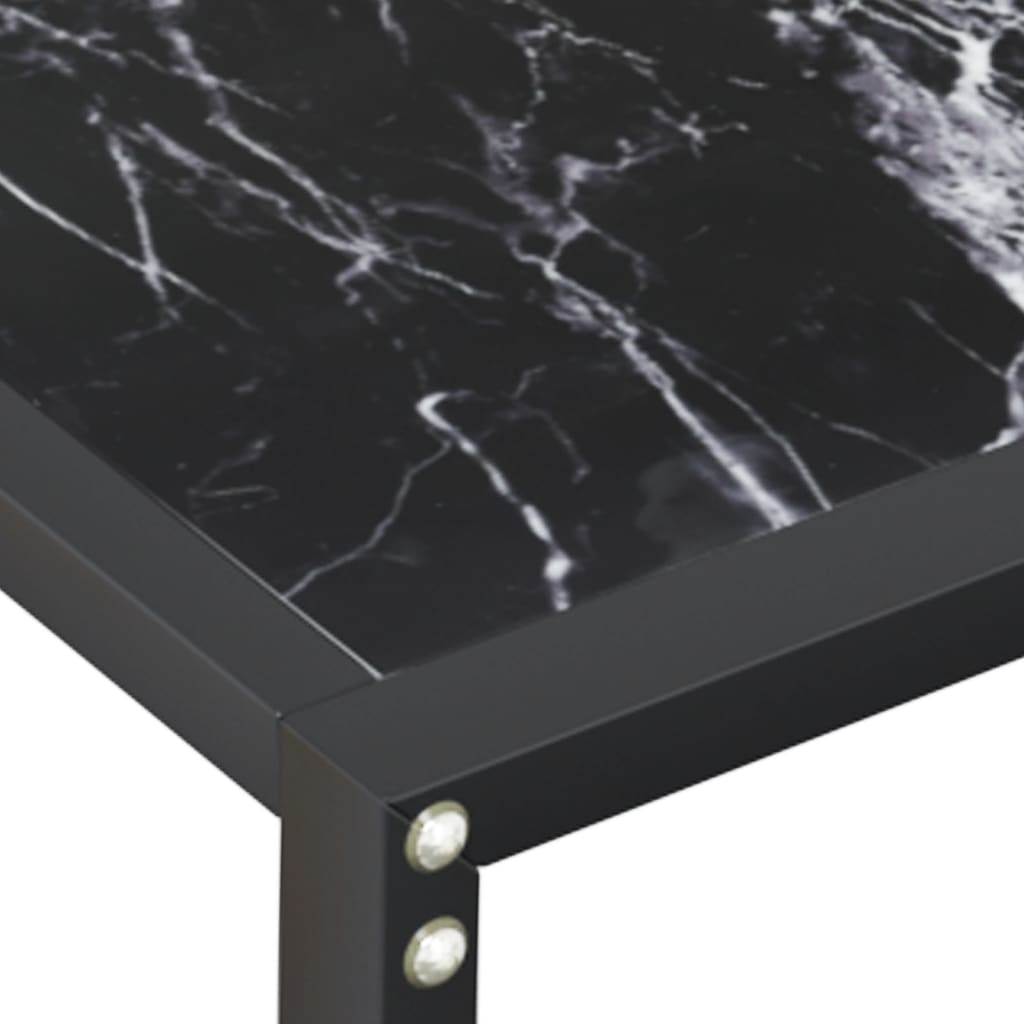 Τραπέζι Κονσόλα Μαύρο Όψη Μαρμάρου 140x35x75,5 εκ. Ψημένο Γυαλί