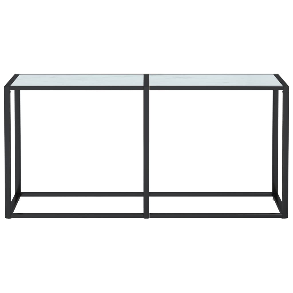 Τραπέζι Κονσόλα Λευκό Όψη Μαρμάρου 160x35x75,5 εκ. Ψημένο Γυαλί
