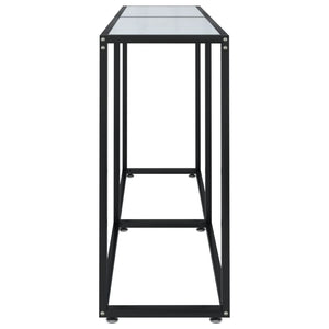 Τραπέζι Κονσόλα Λευκό Όψη Μαρμάρου 160x35x75,5 εκ. Ψημένο Γυαλί