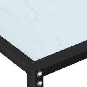 Τραπέζι Κονσόλα Λευκό Όψη Μαρμάρου 160x35x75,5 εκ. Ψημένο Γυαλί