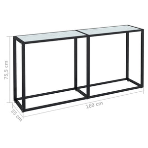 Τραπέζι Κονσόλα Λευκό Όψη Μαρμάρου 160x35x75,5 εκ. Ψημένο Γυαλί