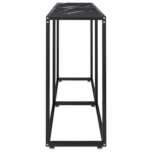 Τραπέζι Κονσόλα Μαύρο Όψη Μαρμάρου 160x35x75,5 εκ. Ψημένο Γυαλί