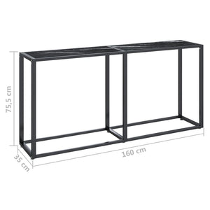 Τραπέζι Κονσόλα Μαύρο Όψη Μαρμάρου 160x35x75,5 εκ. Ψημένο Γυαλί