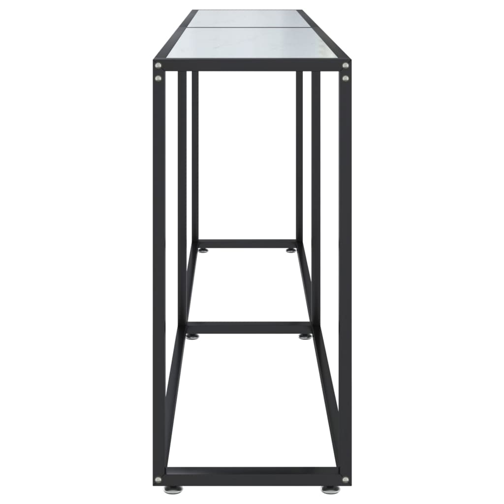 Τραπέζι Κονσόλα Λευκό Όψη Μαρμάρου 180x35x75,5 εκ. Ψημένο Γυαλί - Pakobazaar