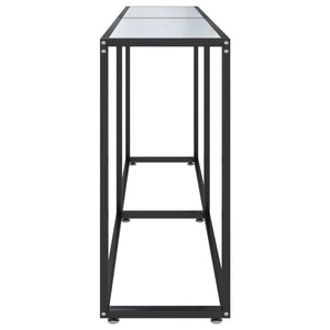 Τραπέζι Κονσόλα Λευκό Όψη Μαρμάρου 180x35x75,5 εκ. Ψημένο Γυαλί - Pakobazaar