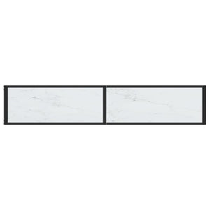 Τραπέζι Κονσόλα Λευκό Όψη Μαρμάρου 180x35x75,5 εκ. Ψημένο Γυαλί - Pakobazaar