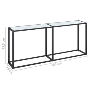 Τραπέζι Κονσόλα Λευκό Όψη Μαρμάρου 180x35x75,5 εκ. Ψημένο Γυαλί - Pakobazaar
