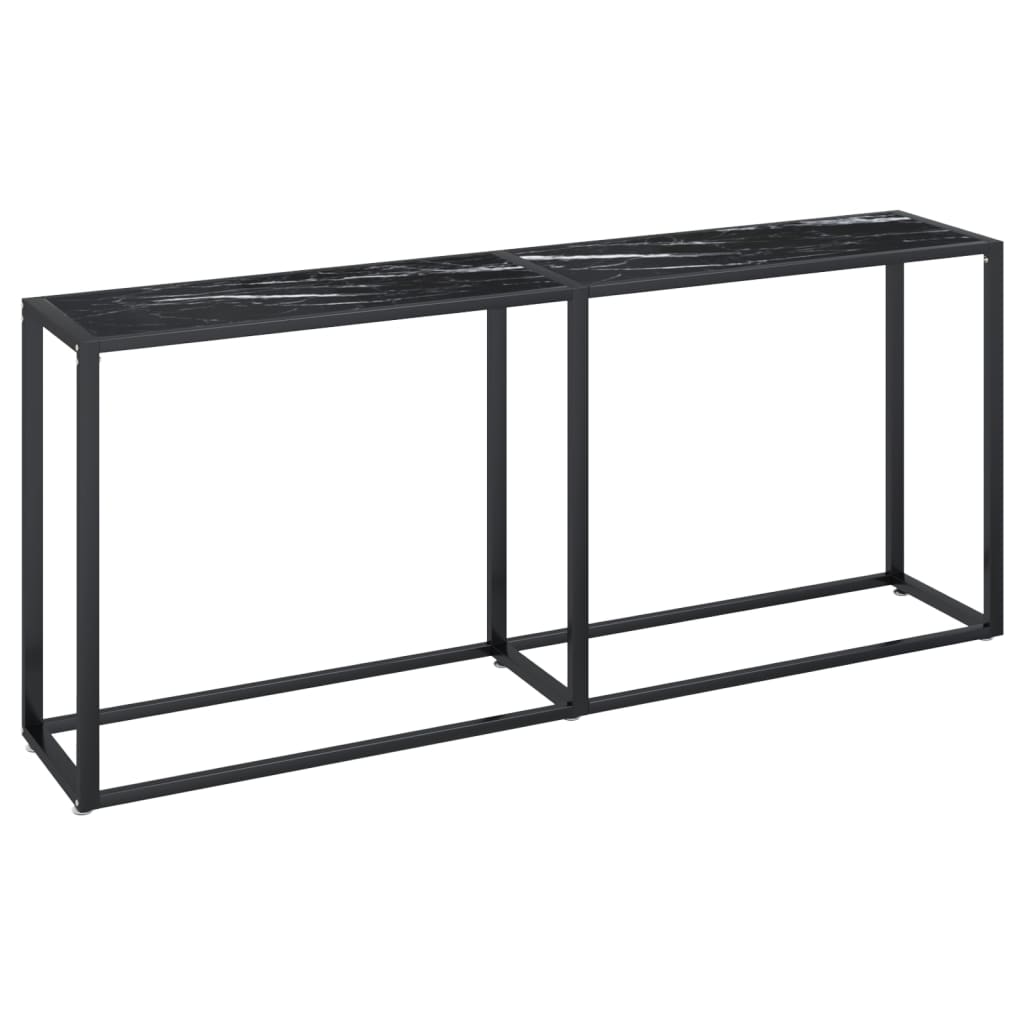 Τραπέζι Κονσόλα Μαύρο Όψη Μαρμάρου 180x35x75,5 εκ. Ψημένο Γυαλί