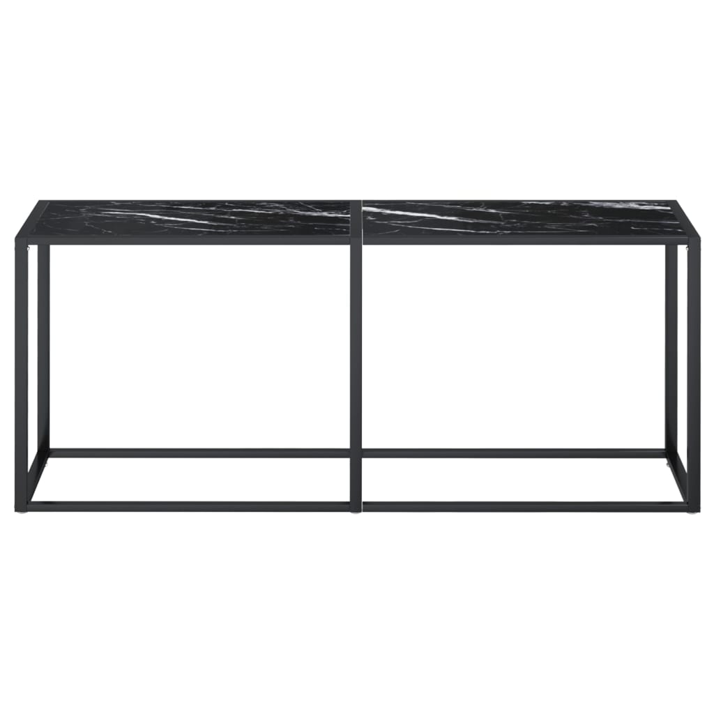 Τραπέζι Κονσόλα Μαύρο Όψη Μαρμάρου 180x35x75,5 εκ. Ψημένο Γυαλί
