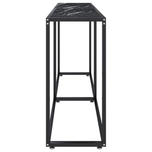 Τραπέζι Κονσόλα Μαύρο Όψη Μαρμάρου 180x35x75,5 εκ. Ψημένο Γυαλί
