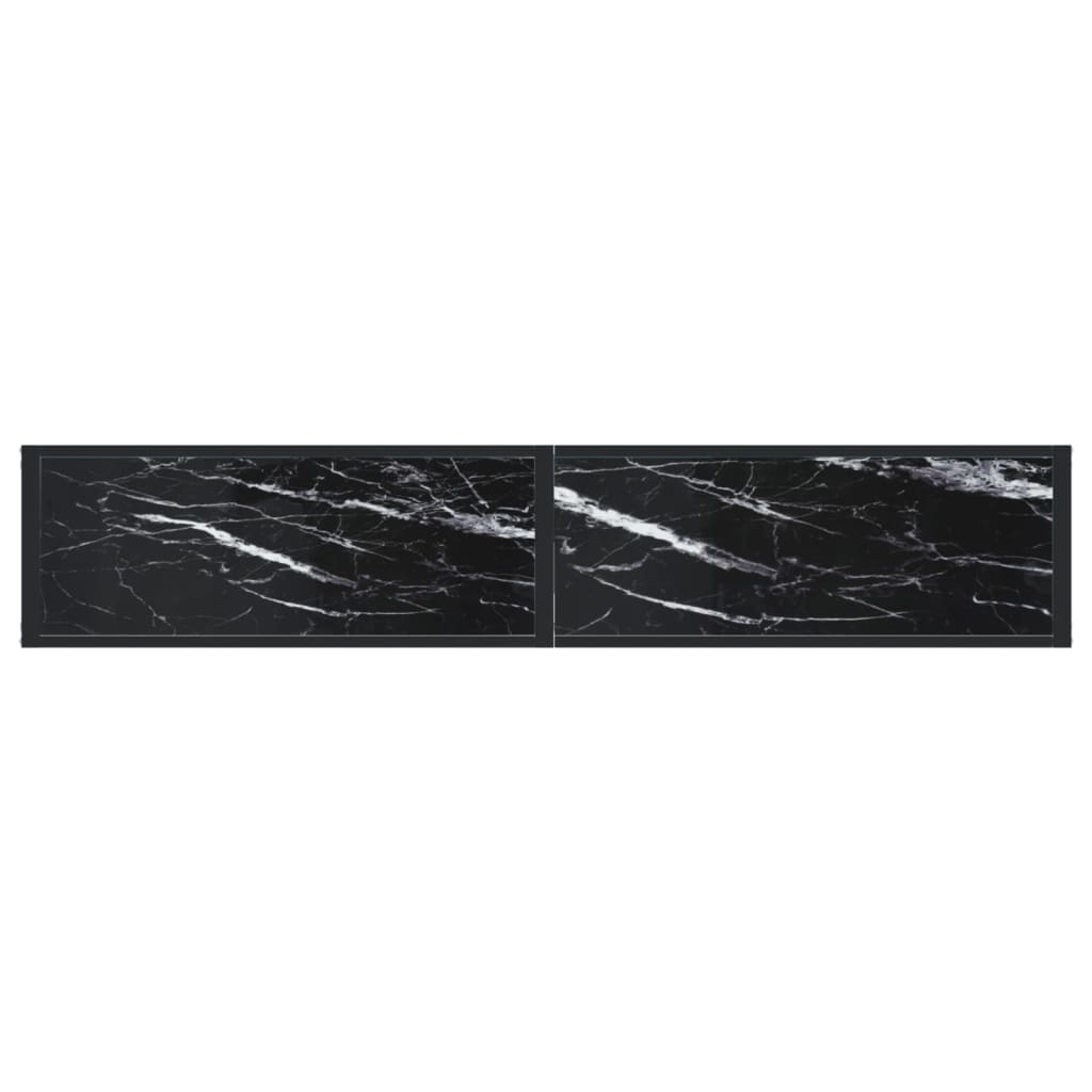 Τραπέζι Κονσόλα Μαύρο Όψη Μαρμάρου 180x35x75,5 εκ. Ψημένο Γυαλί