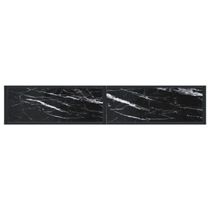 Τραπέζι Κονσόλα Μαύρο Όψη Μαρμάρου 180x35x75,5 εκ. Ψημένο Γυαλί
