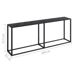 Τραπέζι Κονσόλα Μαύρο 200 x 35 x 75,5 εκ. από Ψημένο Γυαλί