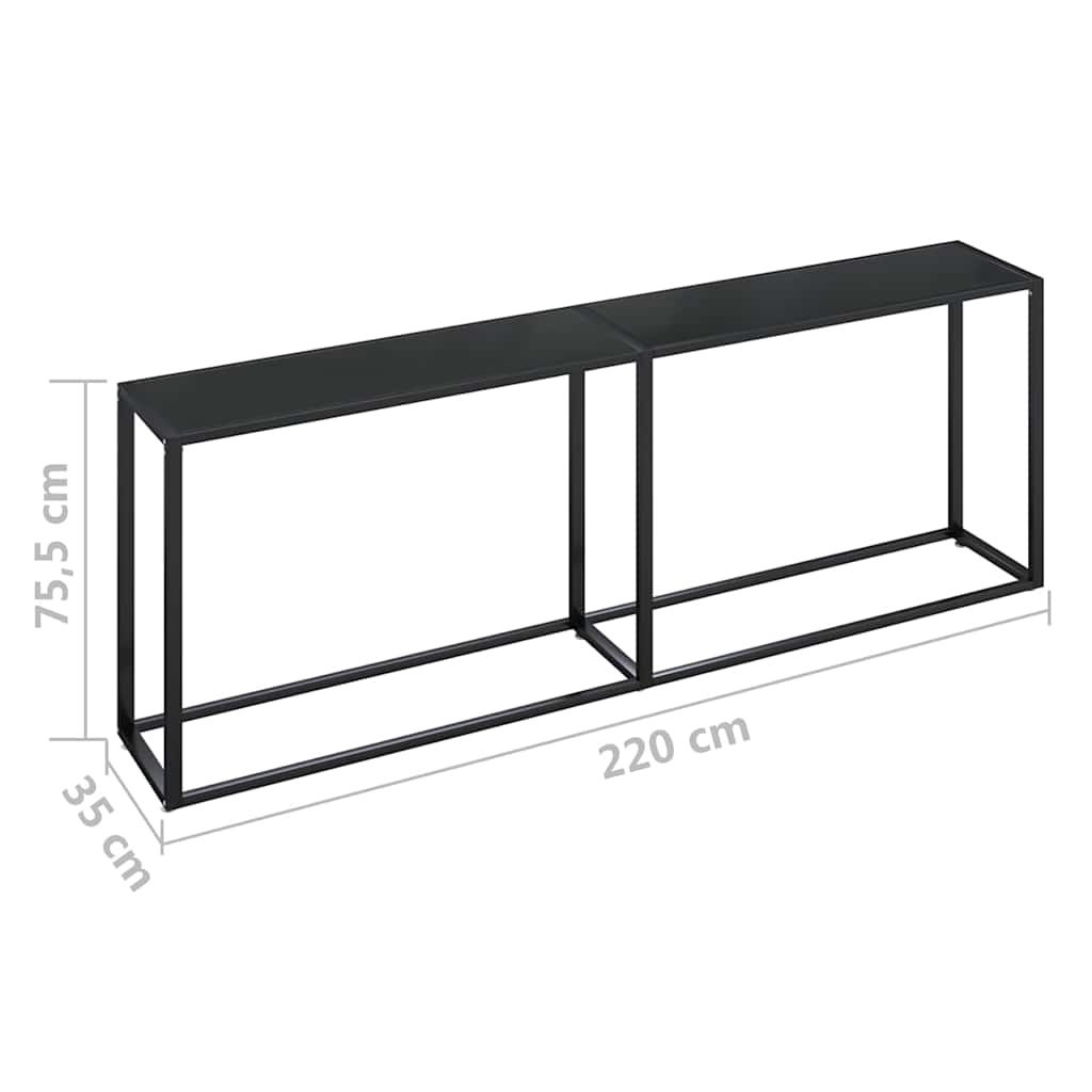 Τραπέζι Κονσόλα Μαύρο 220 x 35 x 75,5 εκ. από Ψημένο Γυαλί - Pakobazaar