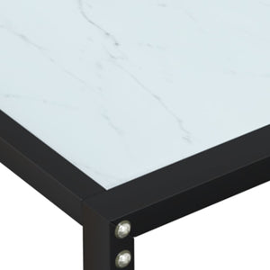 Τραπέζι Κονσόλα Λευκό Όψη Μαρμάρου 220x35x75,5 εκ. Ψημένο Γυαλί - Pakobazaar