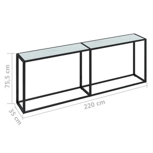 Τραπέζι Κονσόλα Λευκό Όψη Μαρμάρου 220x35x75,5 εκ. Ψημένο Γυαλί - Pakobazaar