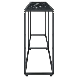 Τραπέζι Κονσόλα Μαύρο Όψη Μαρμάρου 220x35x75,5 εκ. Ψημένο Γυαλί - Pakobazaar
