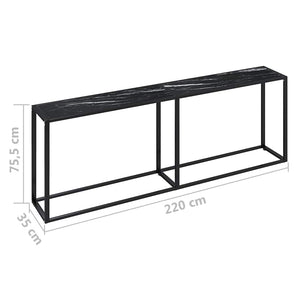 Τραπέζι Κονσόλα Μαύρο Όψη Μαρμάρου 220x35x75,5 εκ. Ψημένο Γυαλί - Pakobazaar