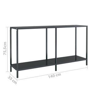 Τραπέζι Κονσόλα Μαύρο 140 x 35 x 75,5 εκ. από Ψημένο Γυαλί