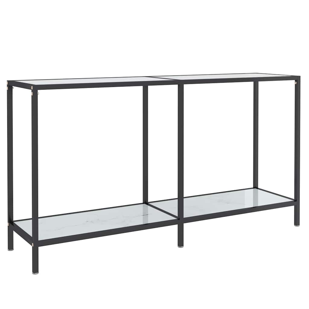 Τραπέζι Κονσόλα Λευκό 140 x 35 x 75,5 εκ. από Ψημένο Γυαλί