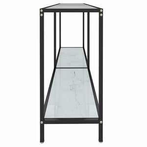 Τραπέζι Κονσόλα Λευκό 140 x 35 x 75,5 εκ. από Ψημένο Γυαλί