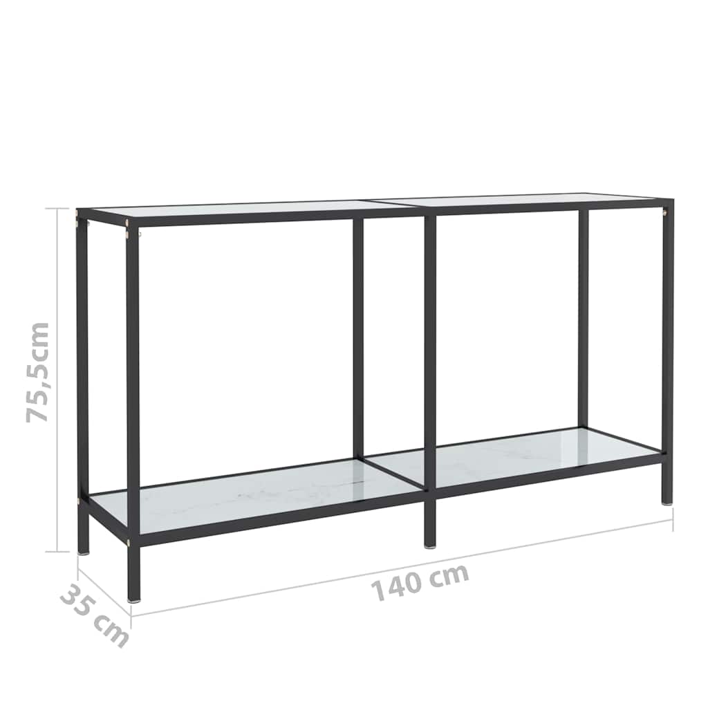Τραπέζι Κονσόλα Λευκό 140 x 35 x 75,5 εκ. από Ψημένο Γυαλί