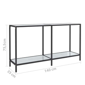 Τραπέζι Κονσόλα Λευκό 140 x 35 x 75,5 εκ. από Ψημένο Γυαλί
