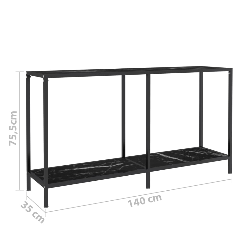 Τραπέζι Κονσόλα Μαύρο 140 x 35 x 75,5 εκ. από Ψημένο Γυαλί