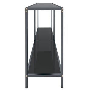 Τραπέζι Κονσόλα Μαύρο 160 x 35 x 75,5 εκ. από Ψημένο Γυαλί