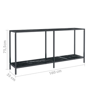 Τραπέζι Κονσόλα Μαύρο 160 x 35 x 75,5 εκ. από Ψημένο Γυαλί - Pakobazaar