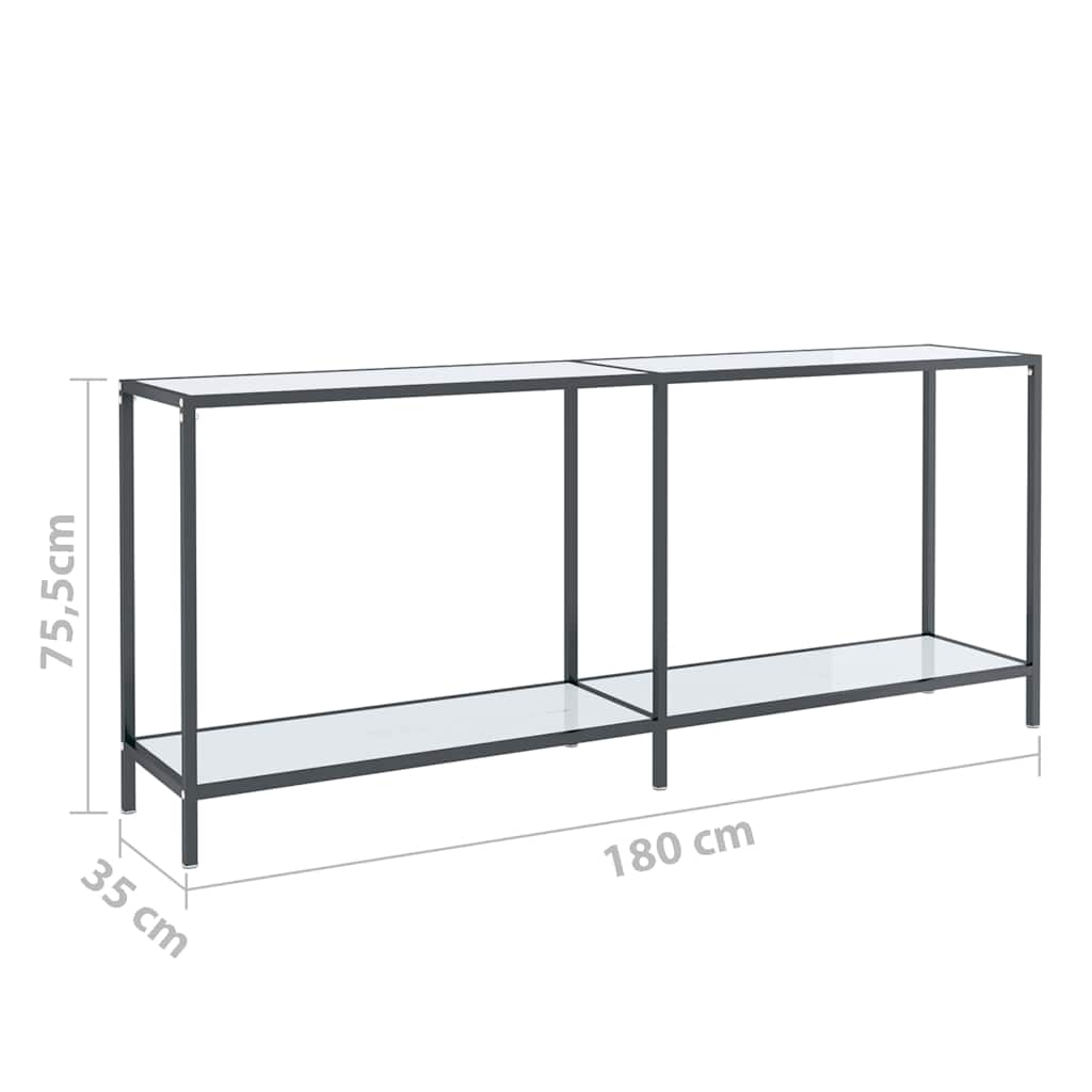 Τραπέζι Κονσόλα Λευκό 180 x 35 x 75,5 εκ. από Ψημένο Γυαλί